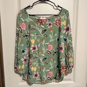 LOFT Floral Square Neck Blouse Size M